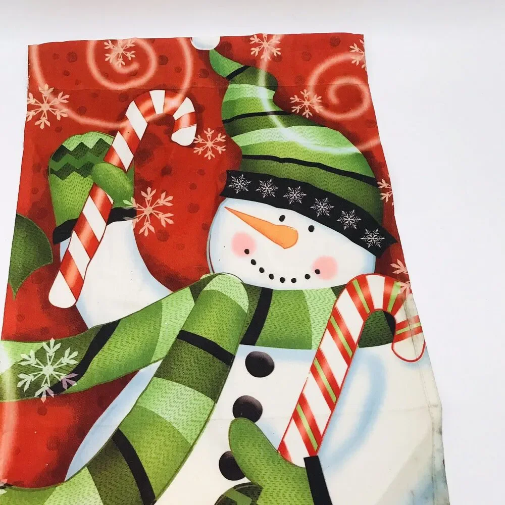 Winter Lawn Flag Garden Banner with Snowman Candy Cane Double Sided 18x12